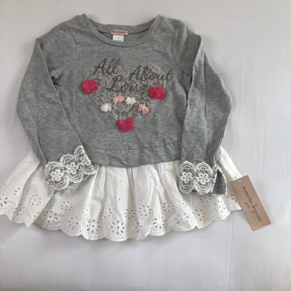 Nanette Lepore Girls Grey All About Love Top